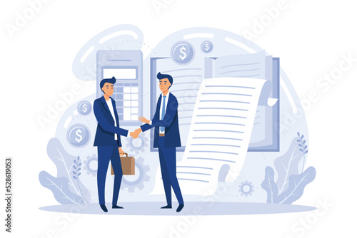 Financial documents and forms, paperwork. Accountant appointment, filing the taxes, tax return metaphors. Calculating obligatory payments. flat vector modern illustration
