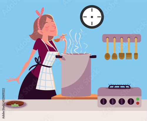 woman making soup