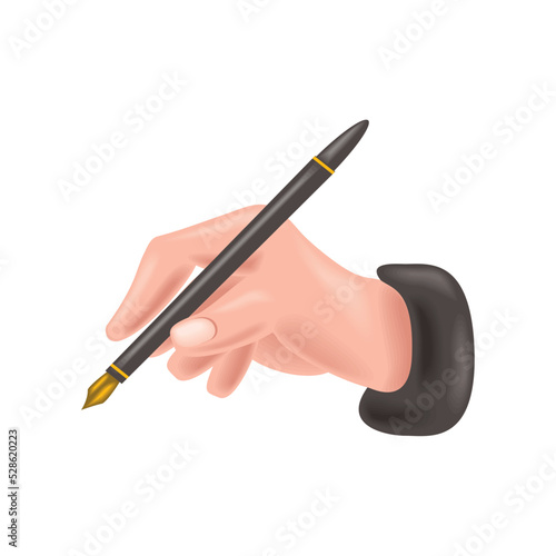 hand holding fountain pen