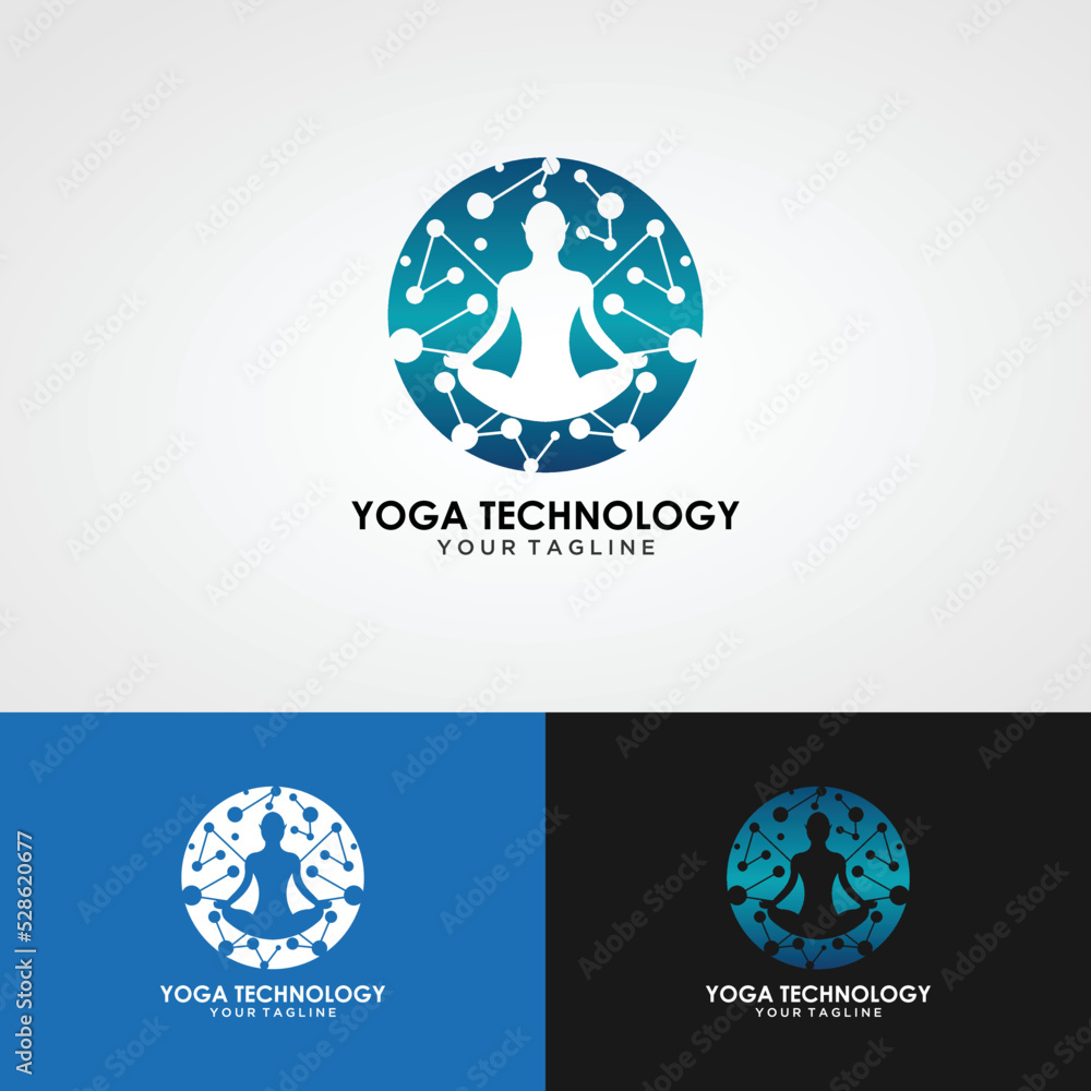 Obraz premium Yoga Logo design abstract vector template Linear style. Health Spa Meditation Harmony Logotype Human concept in lotus pose icon.