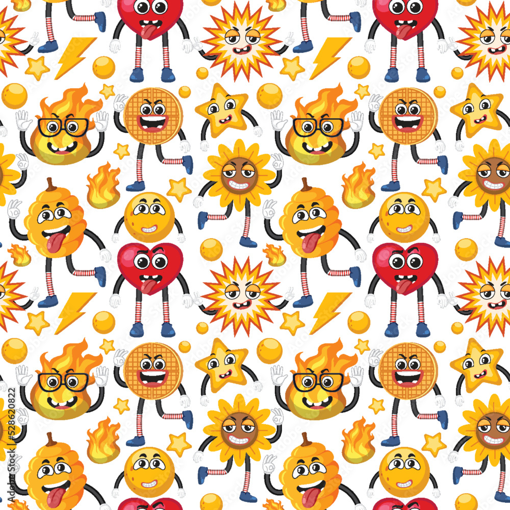 Obraz premium Cute cartoon seamless pattern