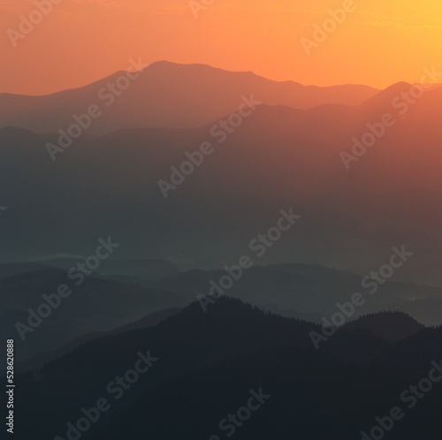 morning nature scenery, awesome sunset landscape, beautiful morning background in the mountains, Carpathian mountains, Ukraine, Europe 