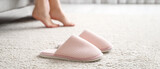 Soft comfortable slippers on carpet