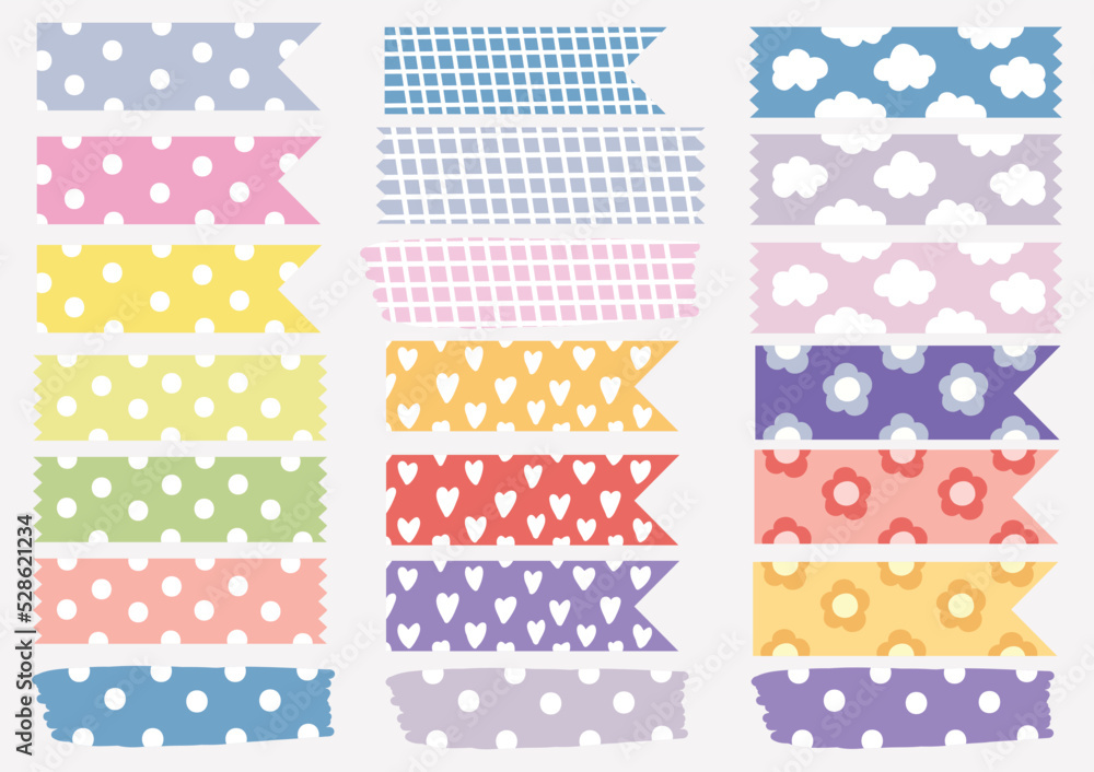 cute colorful sticker tape set design