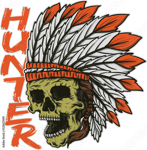 Skull Pirtaes Indian Scary Vector Design
