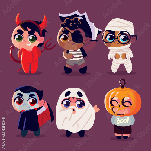 set of kids in costumes