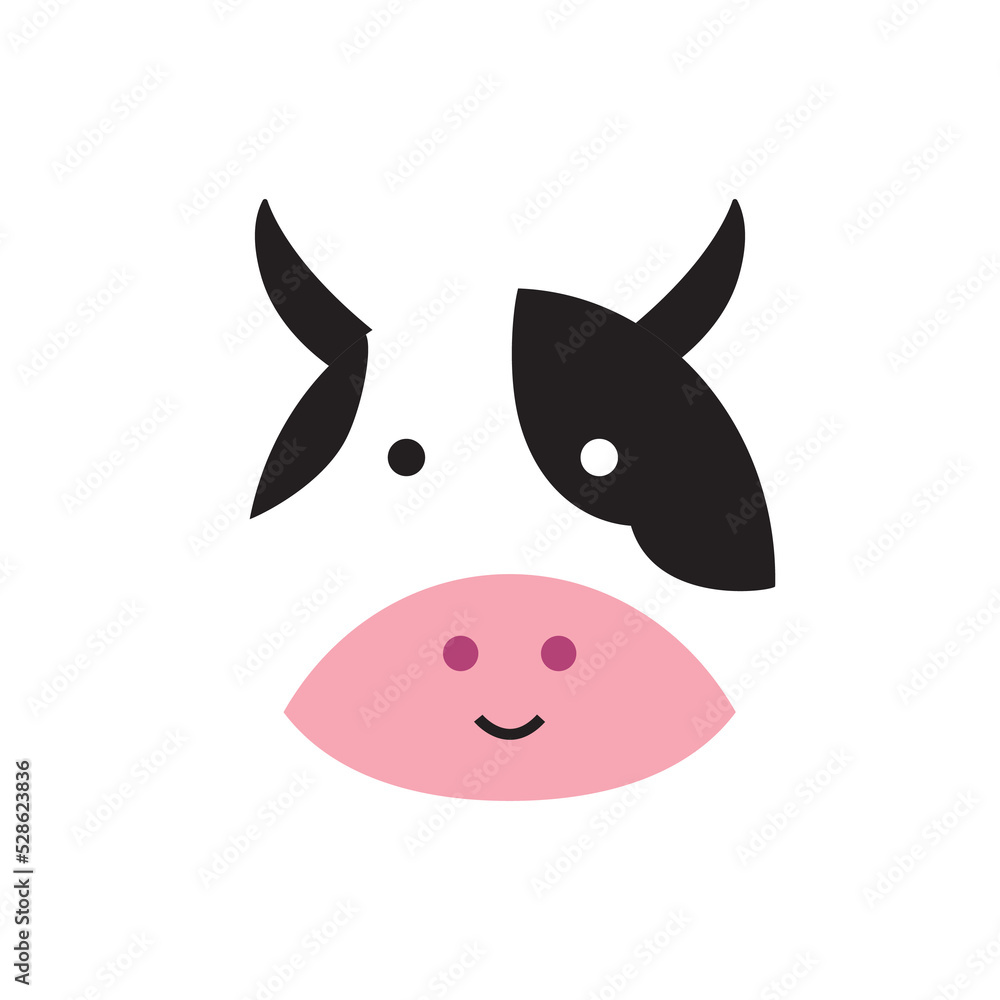 cow head in cute and kawaii flat design illustration cow head in cute and kawaii flat design illustration