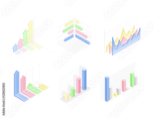 Fototapeta Naklejka Na Ścianę i Meble -  Isometric Infographic as Graphic Visual Representation of Information or Data Vector Set