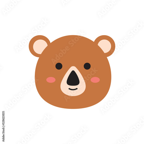 bear head in cute and kawaii flat design illustration