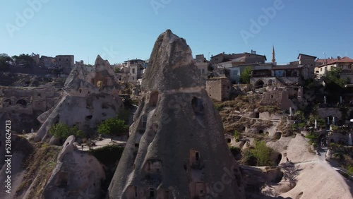 Ancient town and a castle of Uchisar dug from a mountains , Cappadocia, Turkey