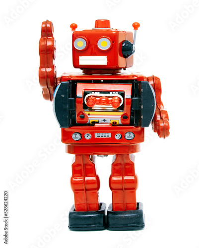 retro red robot says hi transparent