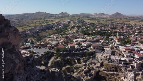 Ancient town and a castle of Uchisar dug from a mountains , Cappadocia, Turkey