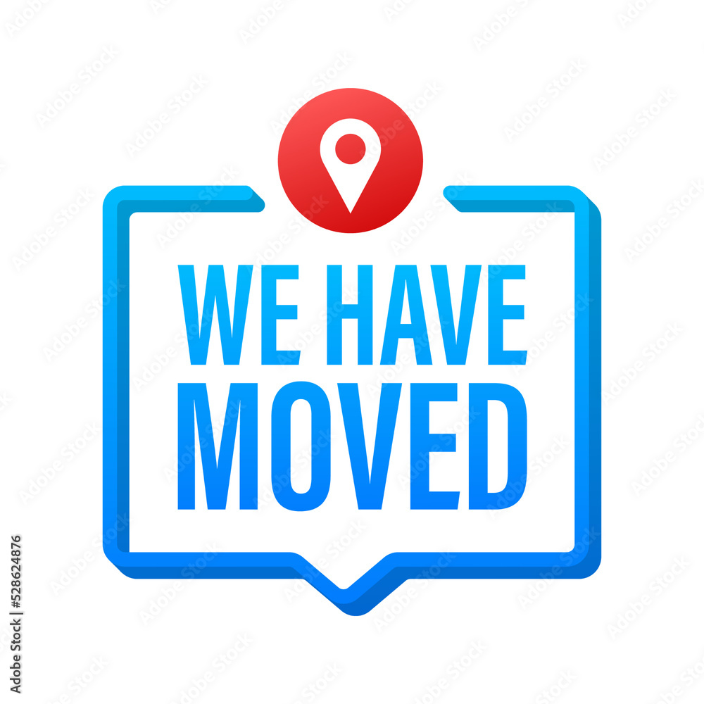 We re moving icon badge. Ready for use in web or print design. Vector stock illustration. We re moving icon badge. Ready for use in web or print design. Vector stock illustration.