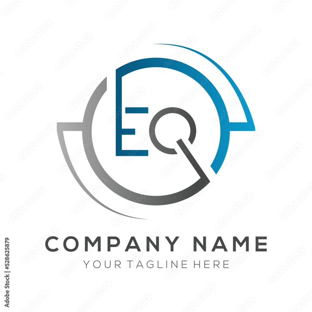 Fototapeta premium letter EQ Logo Design Vector Template. Initial Blue And Silver Letter Design EQ Vector Illustration With White Background.