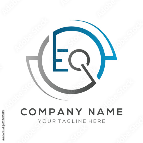 letter EQ Logo Design Vector Template. Initial Blue And Silver Letter Design EQ Vector Illustration With White Background.