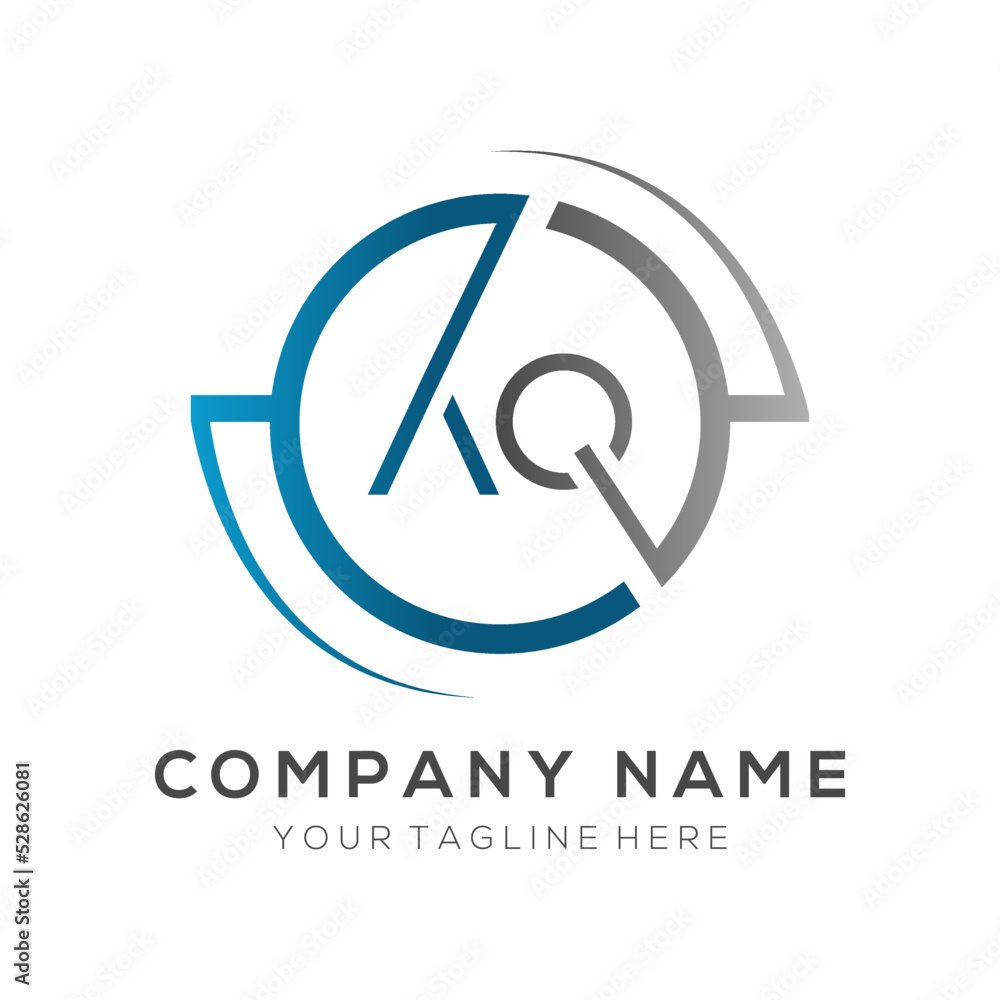 letter AQ Logo Design Vector Template. Initial Blue And Silver Letter Design AQ Vector Illustration With White Background. letter AQ Logo Design Vector Template. Initial Blue And Silver Letter Design AQ Vector Illustration With White Background.