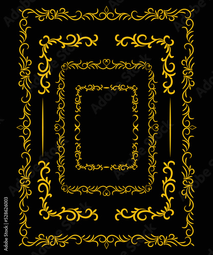 Decorative frames, Retro ornamental frame, Vintage rectangle ornaments and ornate border
