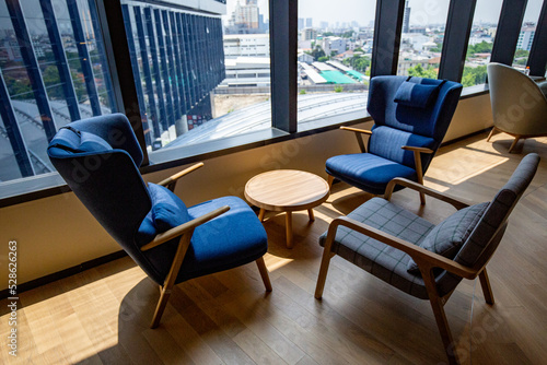 Area of Co-Working Space on social distancing with a luxury comfortable design for work as free and relax at True digital park   Thailand. Concept of creative cooperates workspace.