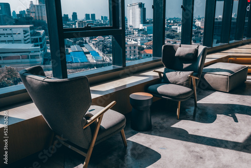 Area of Co-Working Space on social distancing with a luxury comfortable design for work as free and relax at True digital park , Thailand. Concept of creative cooperates workspace.