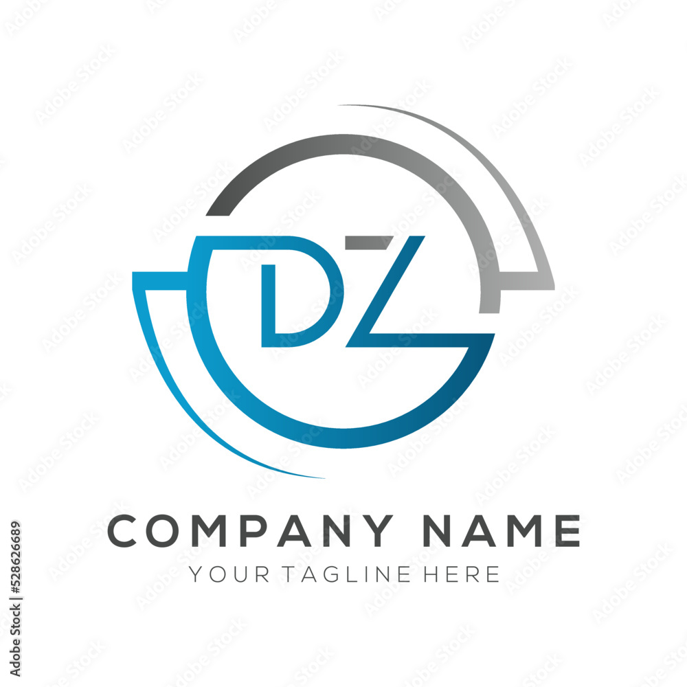Obraz premium letter DZ Logo Design Vector Template. Initial Blue And Silver Letter Design DZ Vector Illustration With White Background.