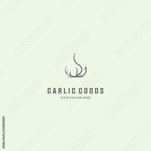 icon garlic logo line art design minimalist creative food