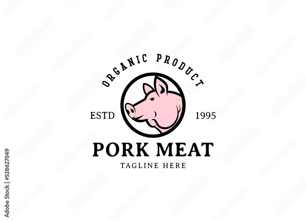 Rustic pork meat and grill restaurant vector logo design Rustic pork meat and grill restaurant vector logo design