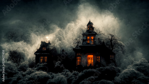Foto AI Illustration of halloween house