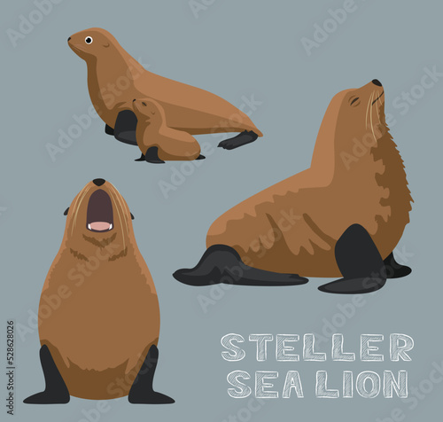 Steller Sea Lion Cartoon Vector Illustration