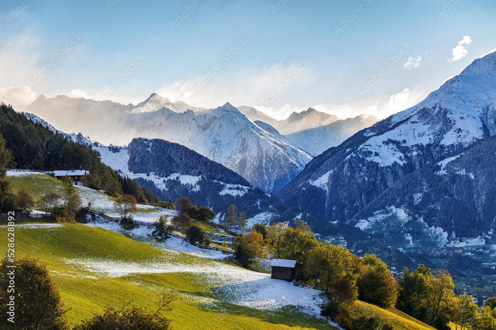 Landscape view at autumn in the alps