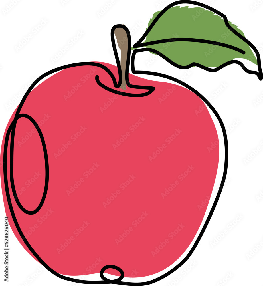 Apple continuous line drawing, Black and white vector minimalistic linear illustration made of one line Apple continuous line drawing, Black and white vector minimalistic linear illustration made of one line