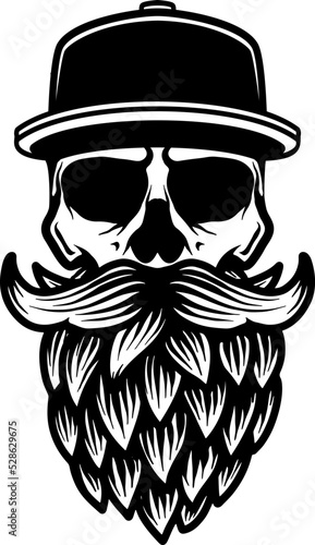Head with beer hop beard. Vector illustration