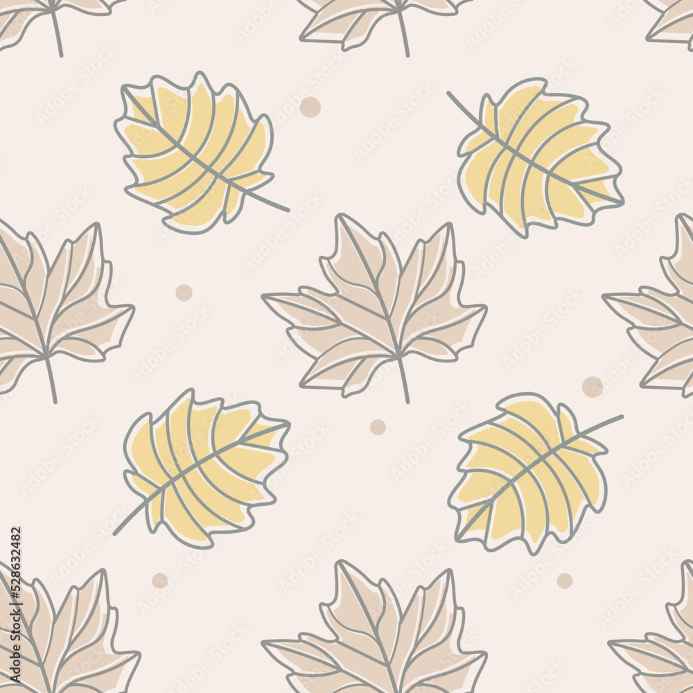 Obraz premium Vector illustration pattern in pastel colors with leaves
