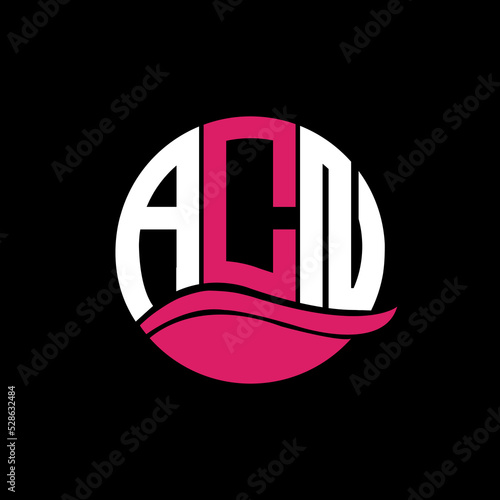 ACN logo monogram isolated on circle element design template, ACN letter logo design on black background. ACN creative initials letter logo concept. ACN letter design.

