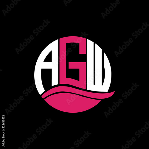 AGW logo monogram isolated on circle element design template, AGW letter logo design on black background. AGW creative initials letter logo concept. AGW letter design.
 photo