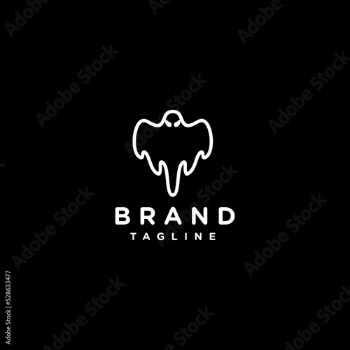 Scary Flying Ghost Looking For People Logo Design. Simple Flying Ghost Logo Design.