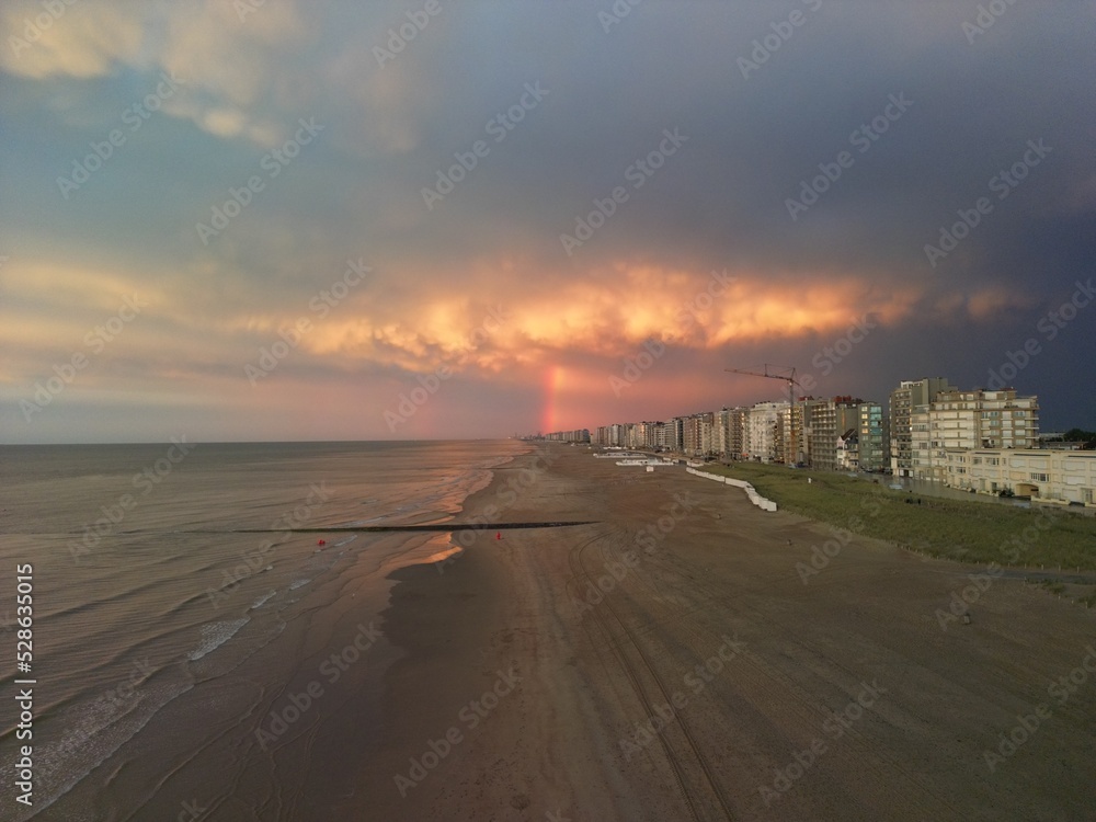 sunset on the beach westende middelkerke belgium