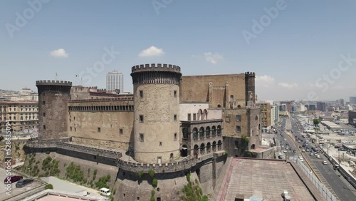 Castel Nuovo, Naples, Italy. Aerial backward of the castle and Via Ammiraglio Ferdinando Acton photo