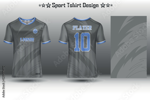 Soccer jersey design for sublimation. t-shirt sport design template, Soccer jersey mockup for football club. Fabric uniform front and back view