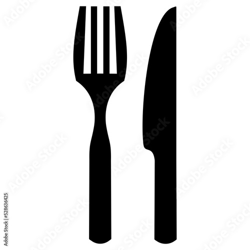 Besteck Icon in schwarz als Symbol für Essen, Küche oder Restaurant