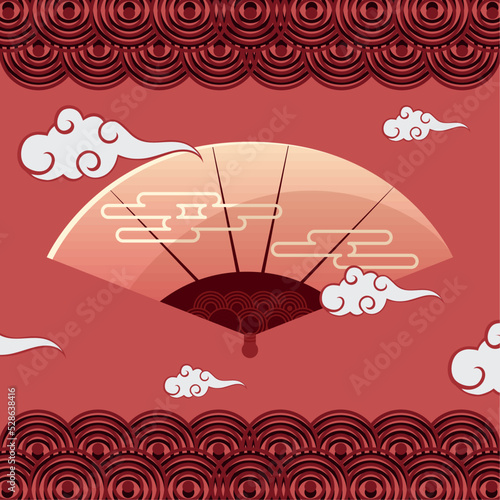 chinese fan and clouds