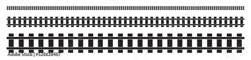 Fotografiet Railway Line, Rails Symbol, Train Tracks Sign, Railroad Pictogram, Railway Track