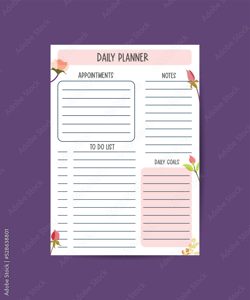 planner printable template with blue elements. daily planner note paper ...