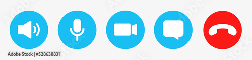 Video call icon. Set of Video call icons. Phone calling icon set. Streaming icon set. Video call buttons set. Collections buttons of on-line video chat app, internet talk, call technology