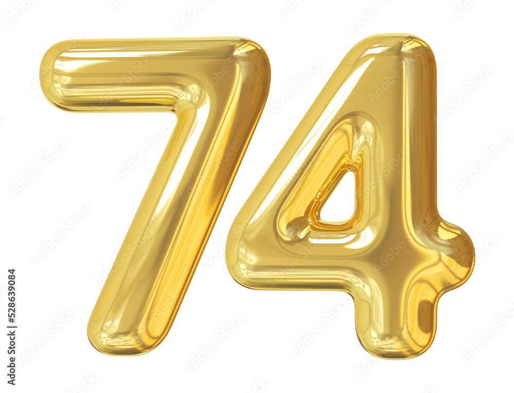 3d number 74 gold balloon 3d number 74 gold balloon