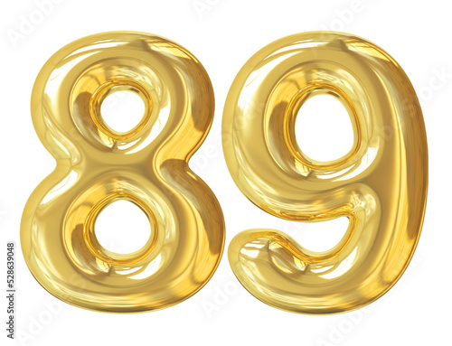 3d number 89 gold balloon