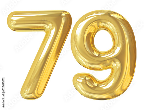 3d number 79 gold balloon