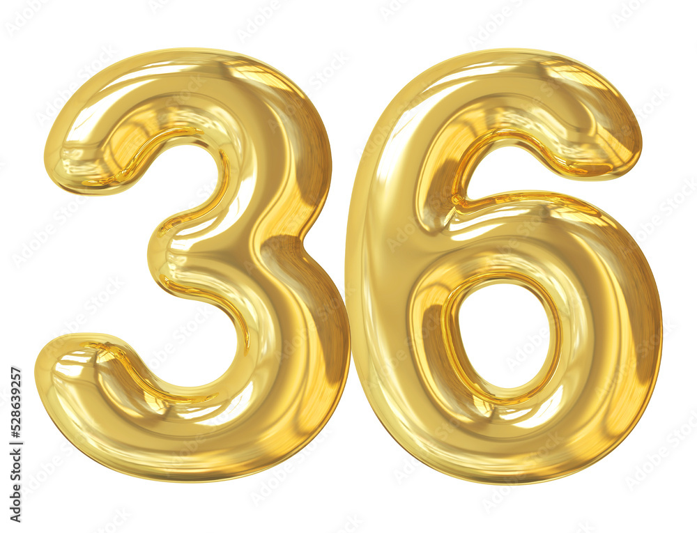 3d number 36 gold balloon 3d number 36 gold balloon