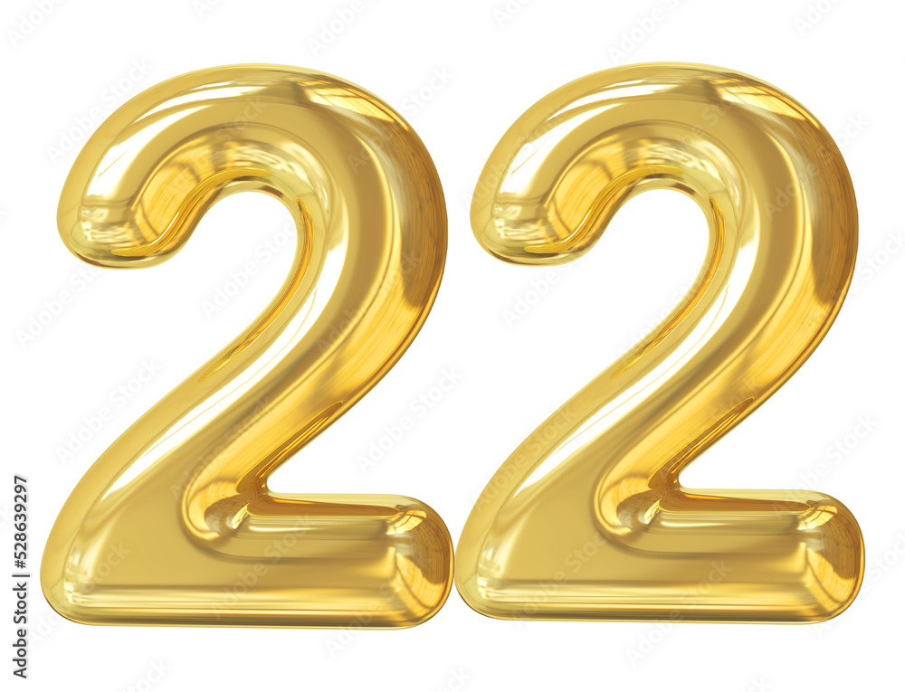 3d number 22 gold balloon 3d number 22 gold balloon