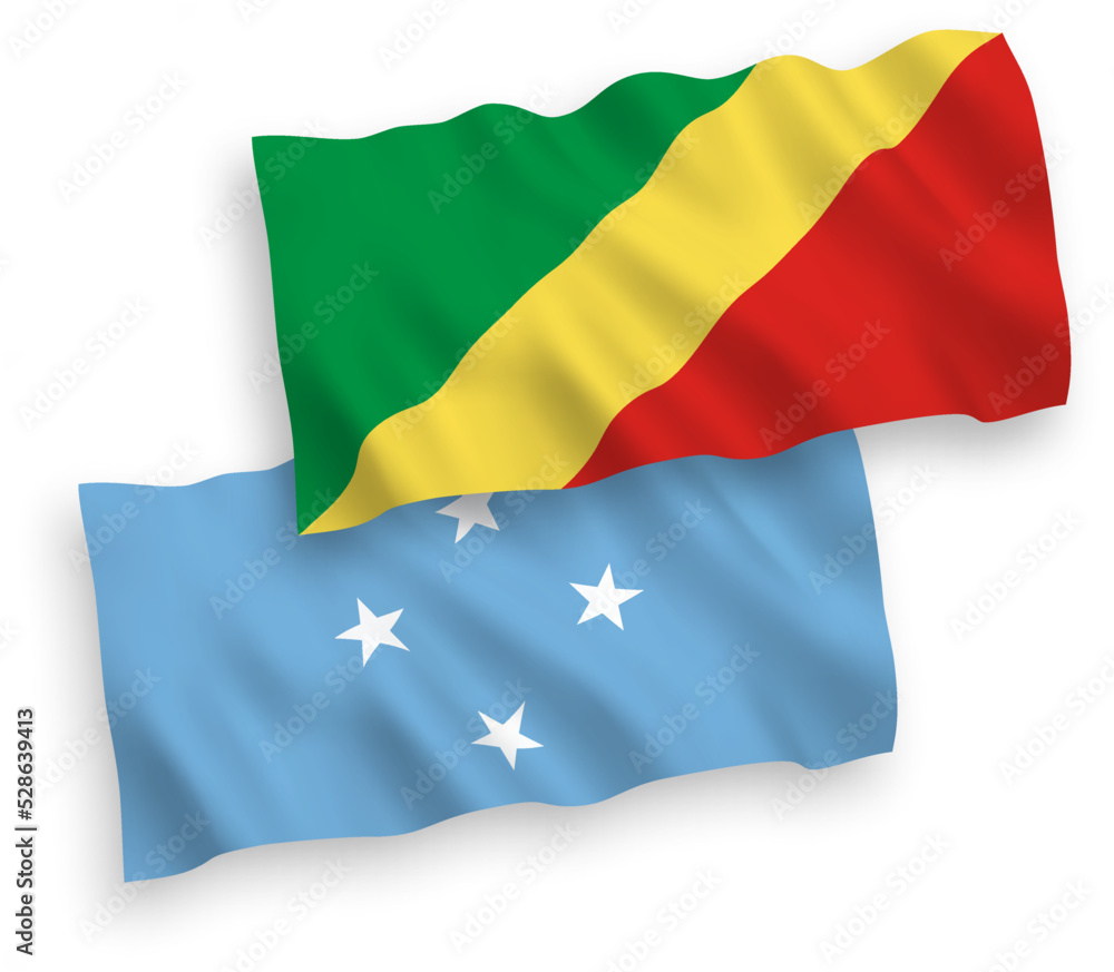 Naklejka premium Flags of Federated States of Micronesia and Republic of the Congo on a white background