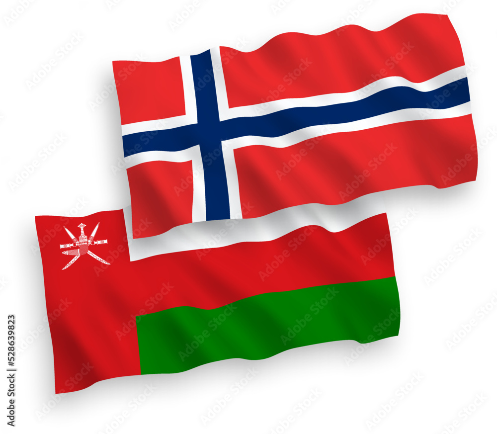 Fototapeta premium Flags of Norway and Sultanate of Oman on a white background
